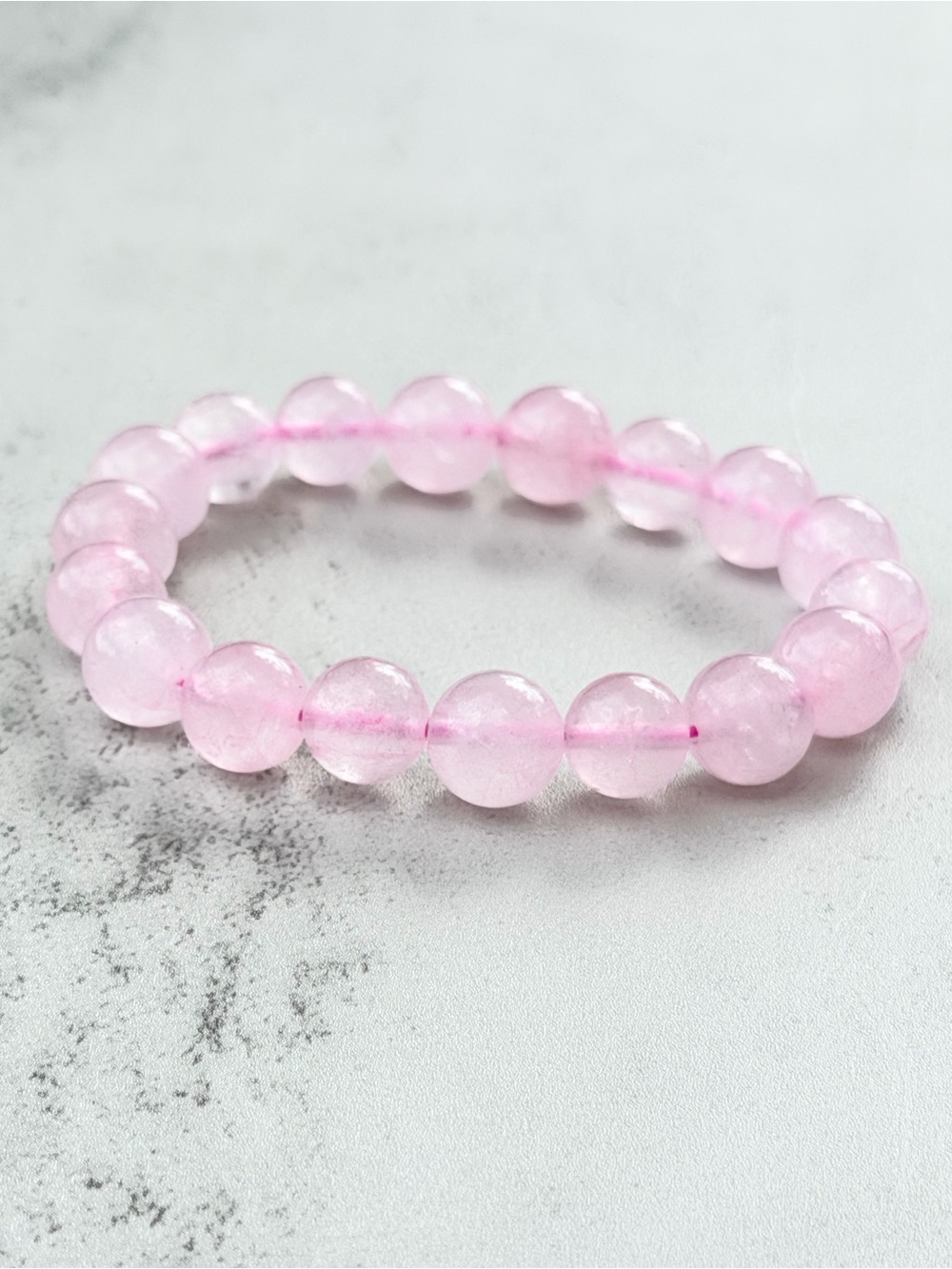 10mm Rose Quartz Stretch Bracelet 6.5” Pink Gemstone Beaded Bracelet